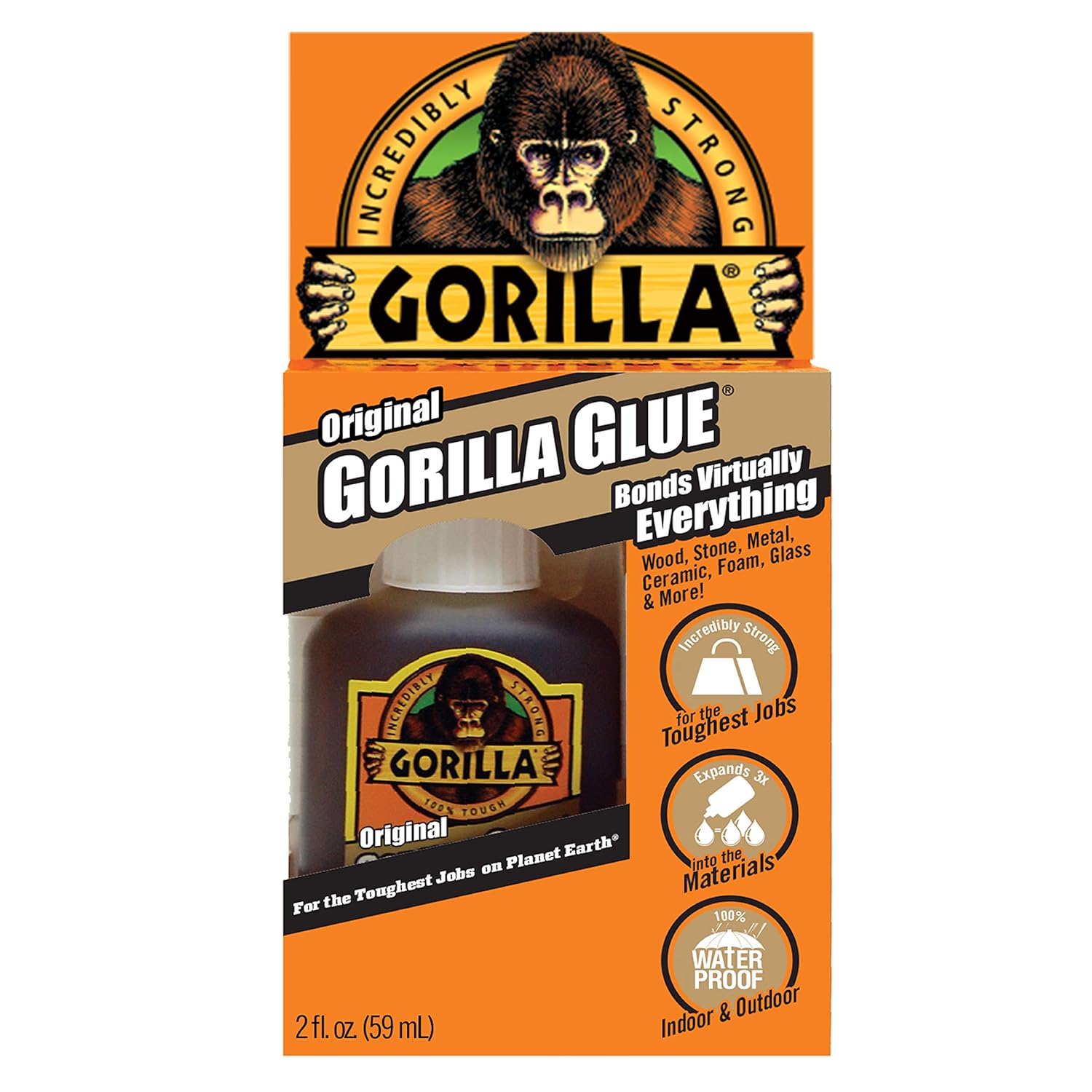 Gorilla Original Gorilla Glue Waterproof Polyurethane Glue 2 Ounce Bottle Brown Pack of 1