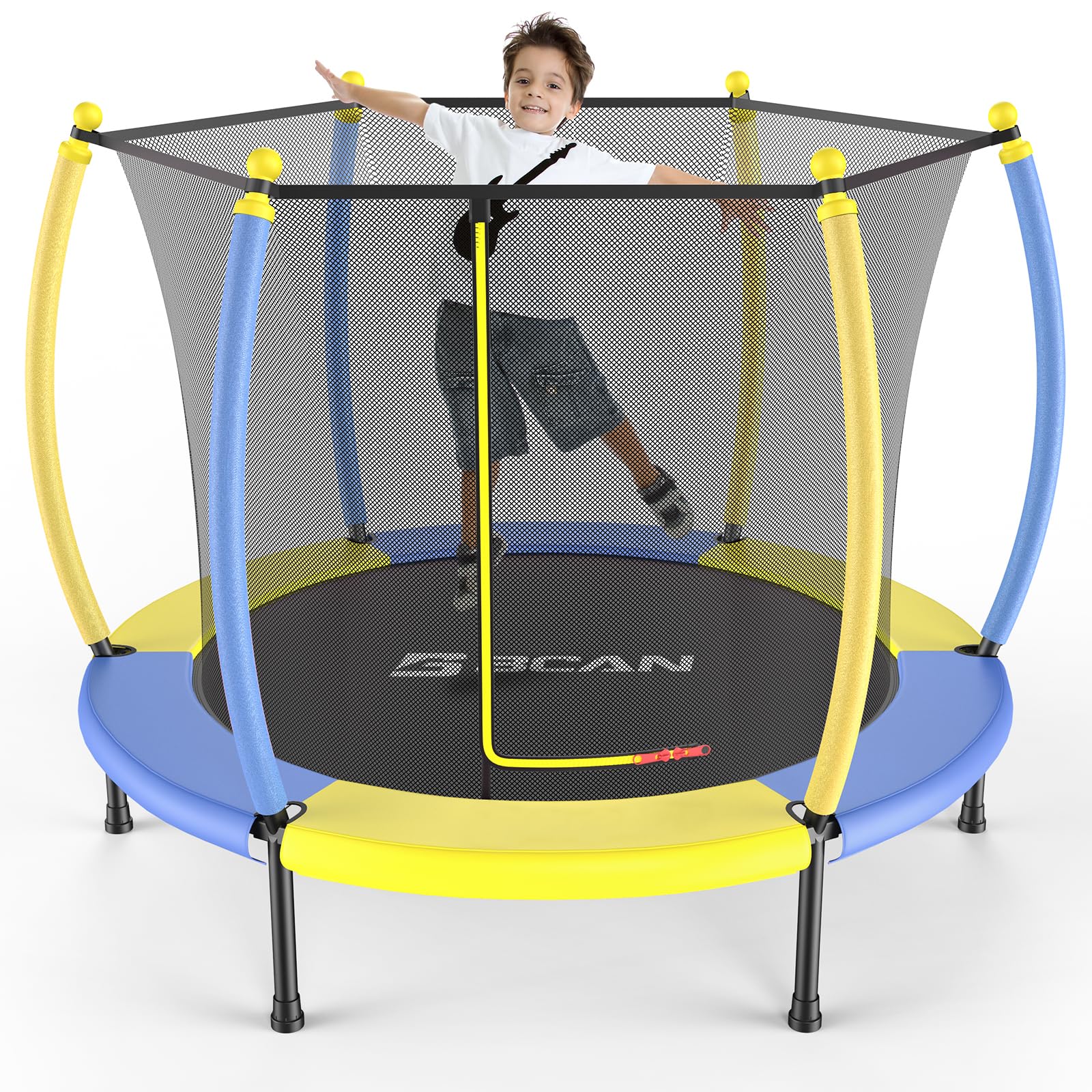 BCAN 60IN Mini Trampoline for Ages 2 to 5 Toddlers, 5FT Safety Toddler Trampoline - Indoor/Outdoor-Blue