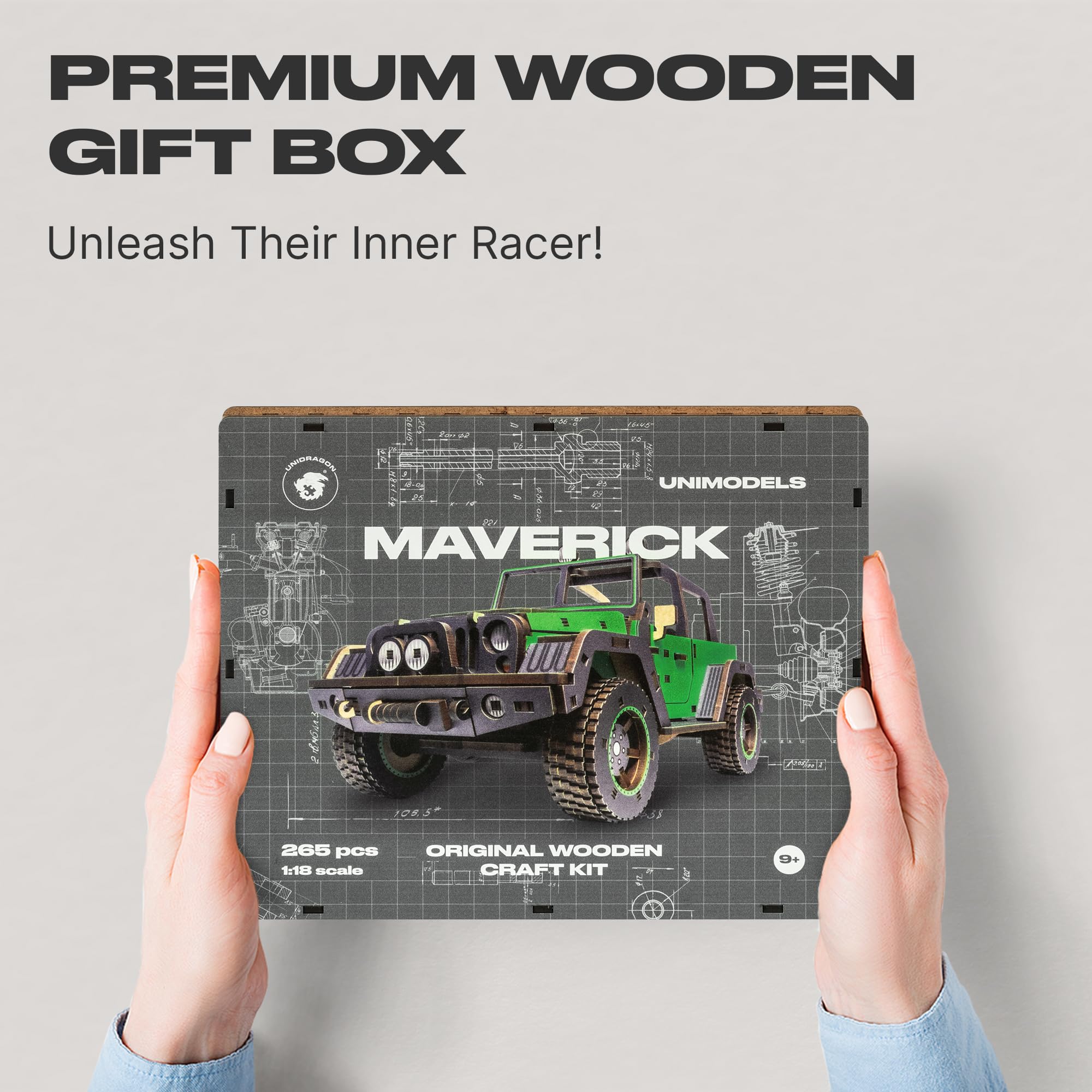 UNIDRAGON Drewniane Puzzle dla Dorosłych - Maverick Green - 265 Elementów