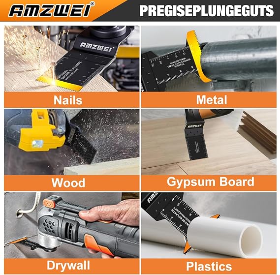 AMZWEI 50PCS Multi Tool Blades,Titanium Multitool Blades for Wood & Metal