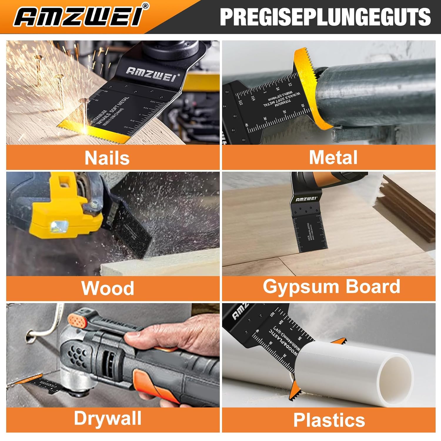 100PCS Titanium Oscillating Tool Blades, Professional Curved Edge Saw Blades Metal Wood Plastic Cuts 4 Types Quick Release Multi Tool Blades Compatible with Dewalt Milwaukee Ryobi Rockwell