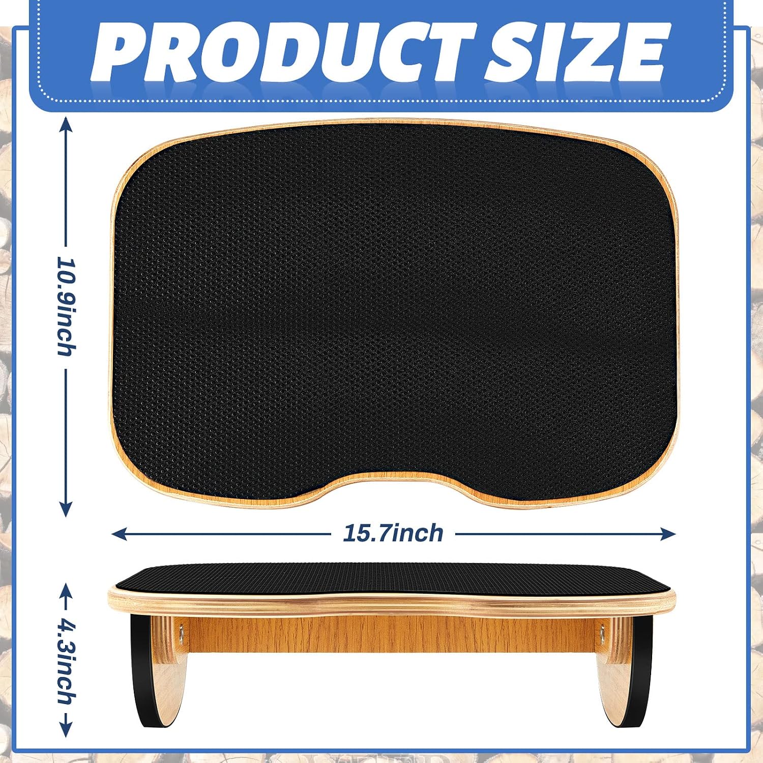 Taiyin Ergonomic Wood Foot Rest for Enhanced Circulation Under Desk Wood Footrest Stool Rocker Balance Board for Supporting Relieving Leg Pressure, Home and Office Use, 15.8 x 11 x 4.3 Inches