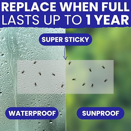 Miniatura 7 de Trampas para moscas de ventana para interiores, paquete de 15 tiras transparentes para interiores. La única trampa para moscas de interior de doble