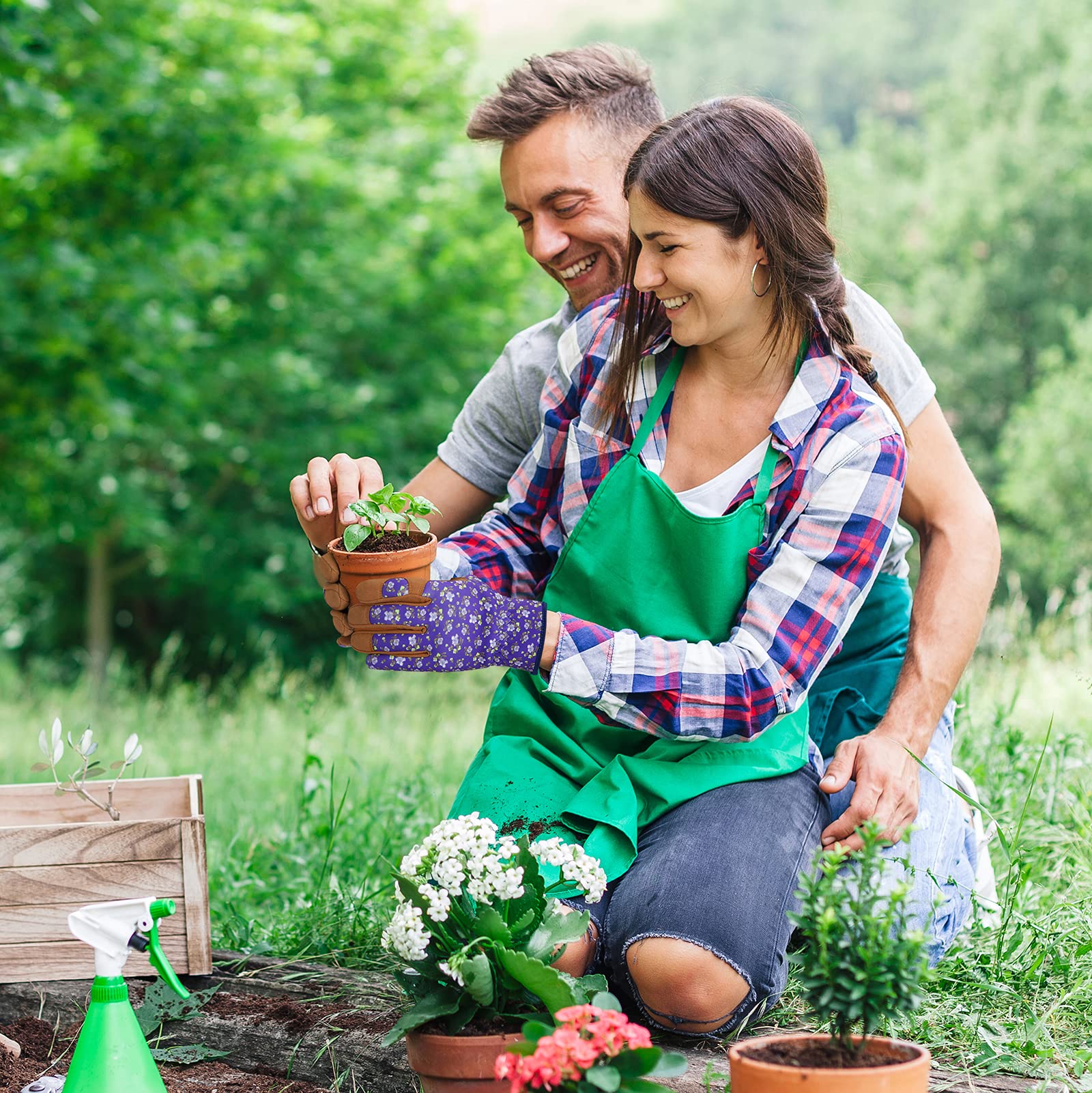 Leder-Gartenhandschuhe, Handschuh für Frauen – dornbeständige Gartenhandschuhe, Rosenschnitthandschuhe, Arbeitshandschuhe für Jäten, Graben, Rechen und Beschneiden