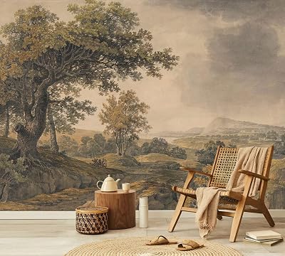 YQWDMX - Beige Forest Peel and Stick Wallpaper Jungle Self-Adhesive Mural for Living Room ZY12 S