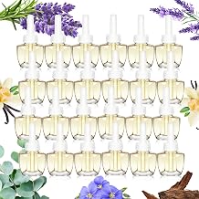 Plug in Air Freshener Refills 24 Pack, 15.84 Fl Oz, 6 Scents Lavender, Linen, Vanilla, Palo Santo, Eucalyptus & Sage, Baby Powder Compatible with Air Wick & Glade, Not for Glade Plus