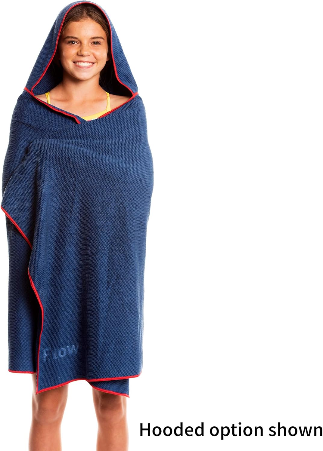 Flow Microfiber Quick Dry Swim Towel - Pool Towels for Competitive Swimming and Other Water Sports with Medium, Large, and Hooded Options Available (Navy Hood) : Sports & Outdoors