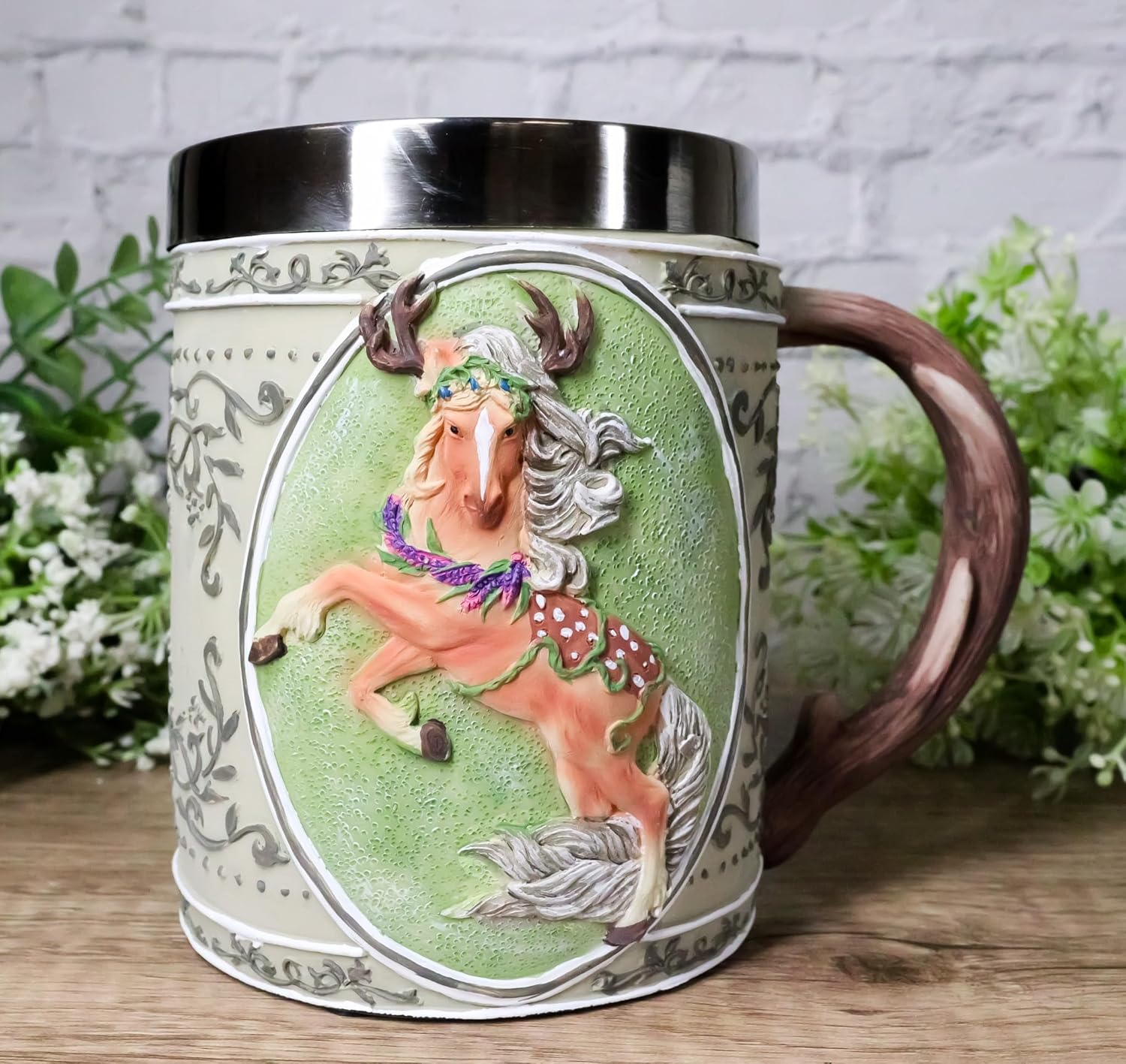 Ebros Gift The Trail Of Painted Ponies Collection Western Pony Horse Themed Tankard Mug Cup Ranch Country Farmhouse Wild West Southwestern Accent (Forest Spirit Antler Deer Steed)