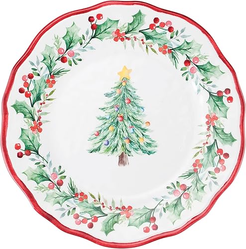 Miniatura 4 de UP ware - Juego de vajilla de melamina de 16 piezas, incluye platos llanos, platos de ensalada, platos de postre, cuencos, servicio para 4 (árbol de