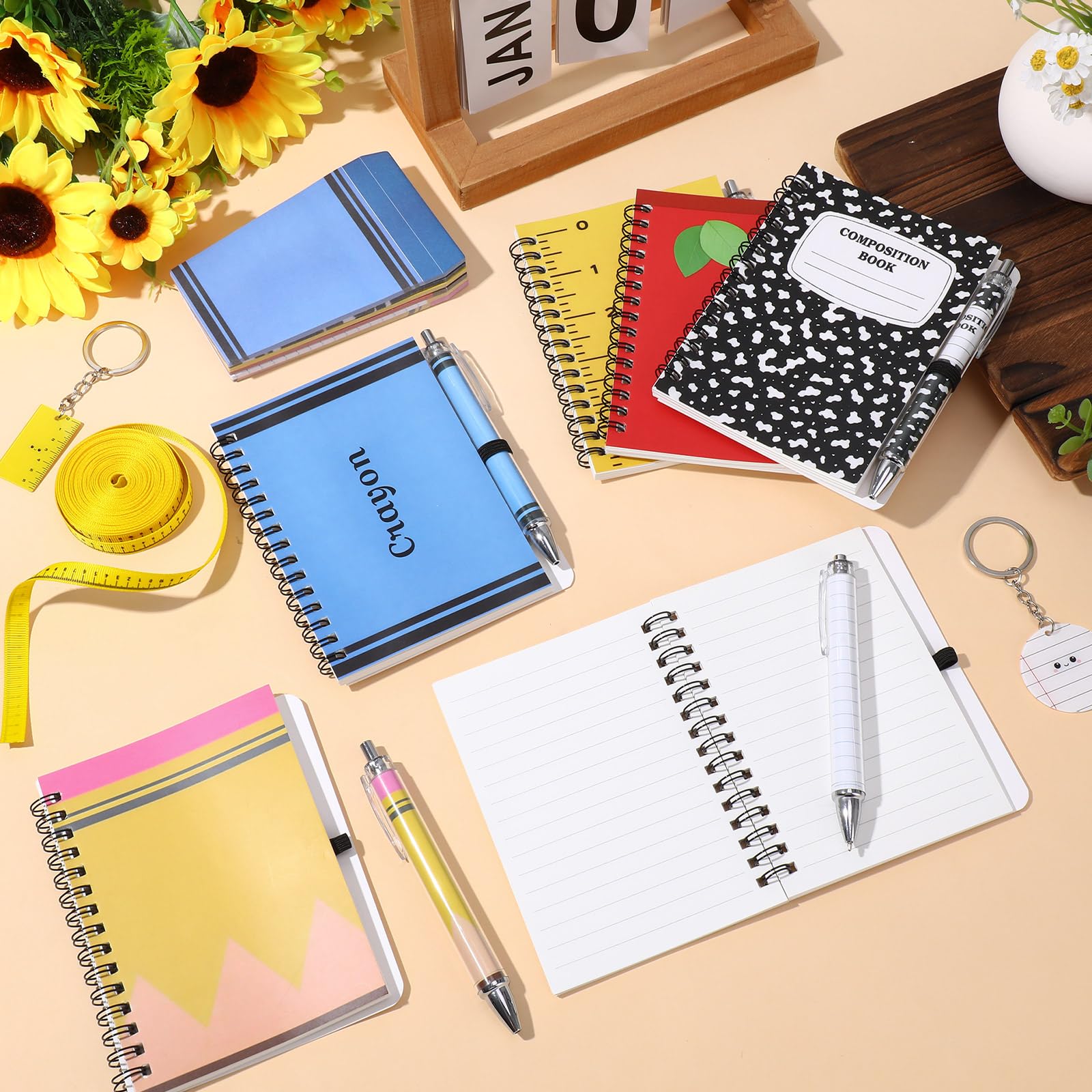 Sabary Sets für Lehrer, Wertschätzungsgeschenke, Papierrollenstifte, Acryl-Schlüsselanhänger, Make-up-Taschen, Notizbücher, Haftnotizen, Papiertüten, Namensschilder, Lineal für Abschlussfeier, Party