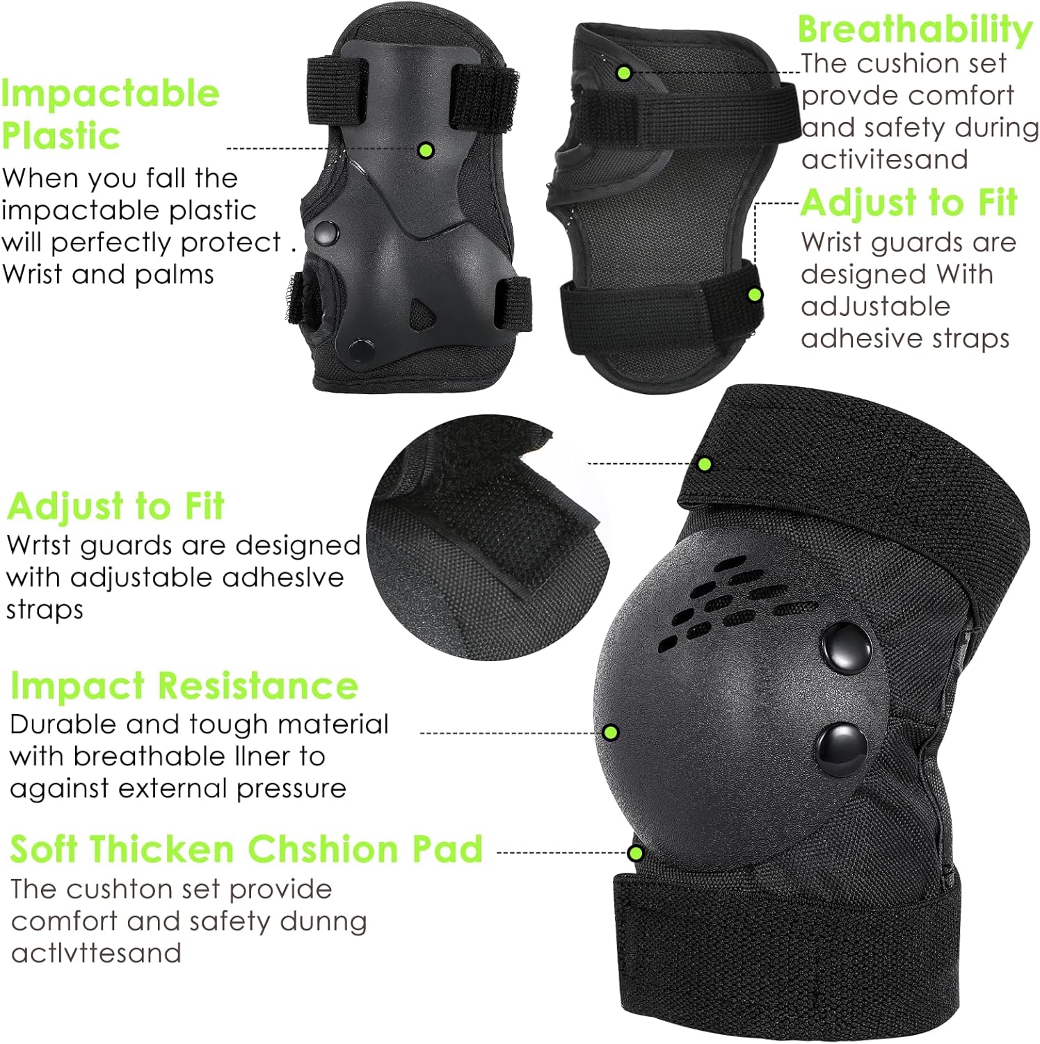 TOMSHOO Adjustable Helmet for Ages 5-16 Kids Toddler Boys Girls Youth,Protective Gear Set with Elbow Knee Wrist Pads for Skateboard, Bike, Skating, Cycling Roller Skate