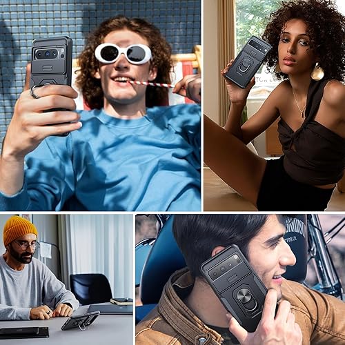 Miniatura 6 de Simtect Funda para Google Pixel 8 Pro con cubierta de cámara, protección militar contra caídas de 14 pies soporte de anillo de rotación de 360 Funda