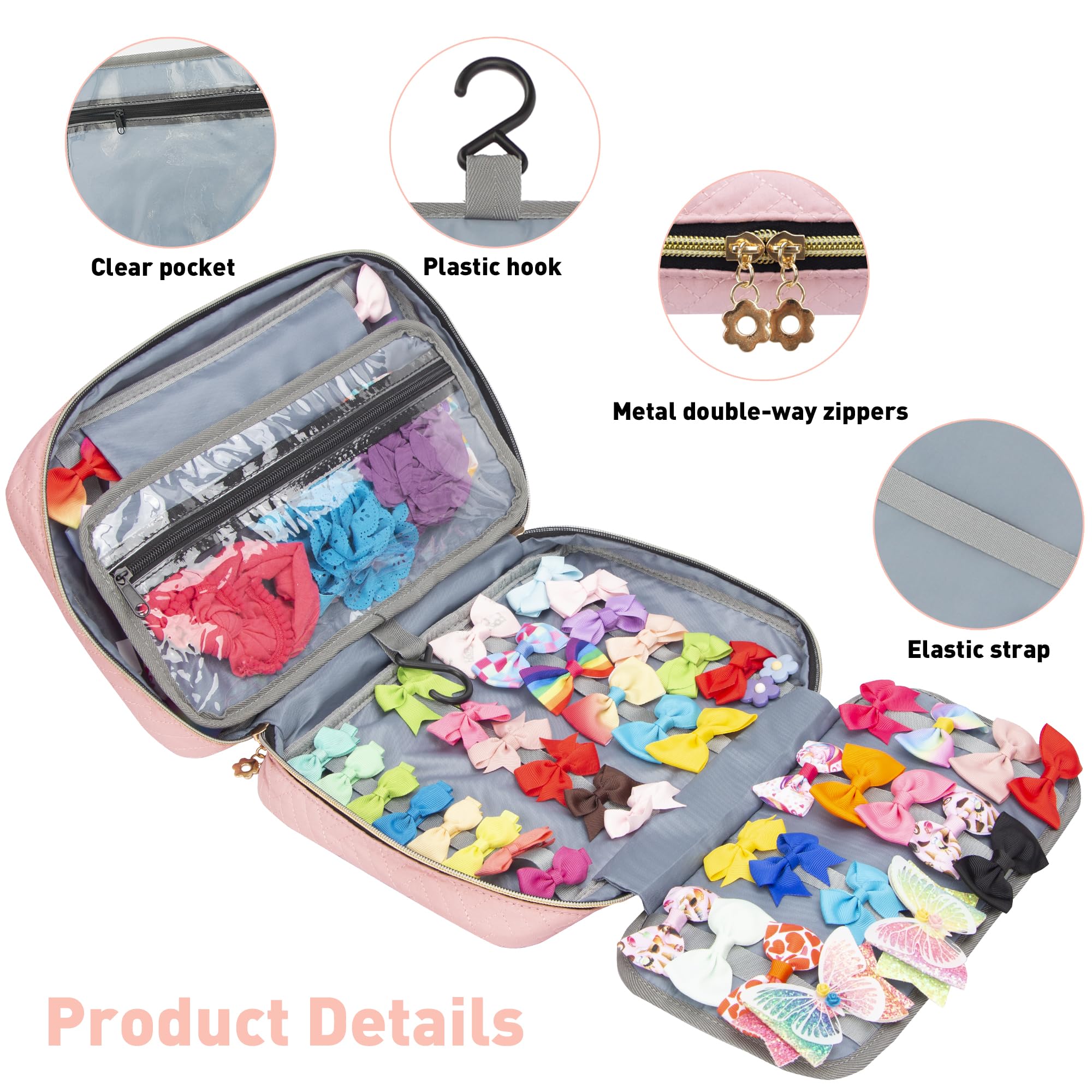 Micom Hanging Hair Accessories Storage Bag for Girls Hair Bow Organizer - Image 3