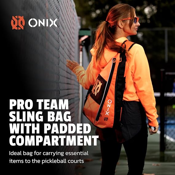 ONIX Pickleball Pro Team Sling Bag White/Black with Adjustable Strap, Spacious Storage, and Durable Design for Everyday Play