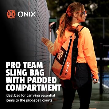 ONIX Pickleball Pro Team Sling Bag White/Black with Adjustable Strap, Spacious Storage, and Durable Design for Everyday Play