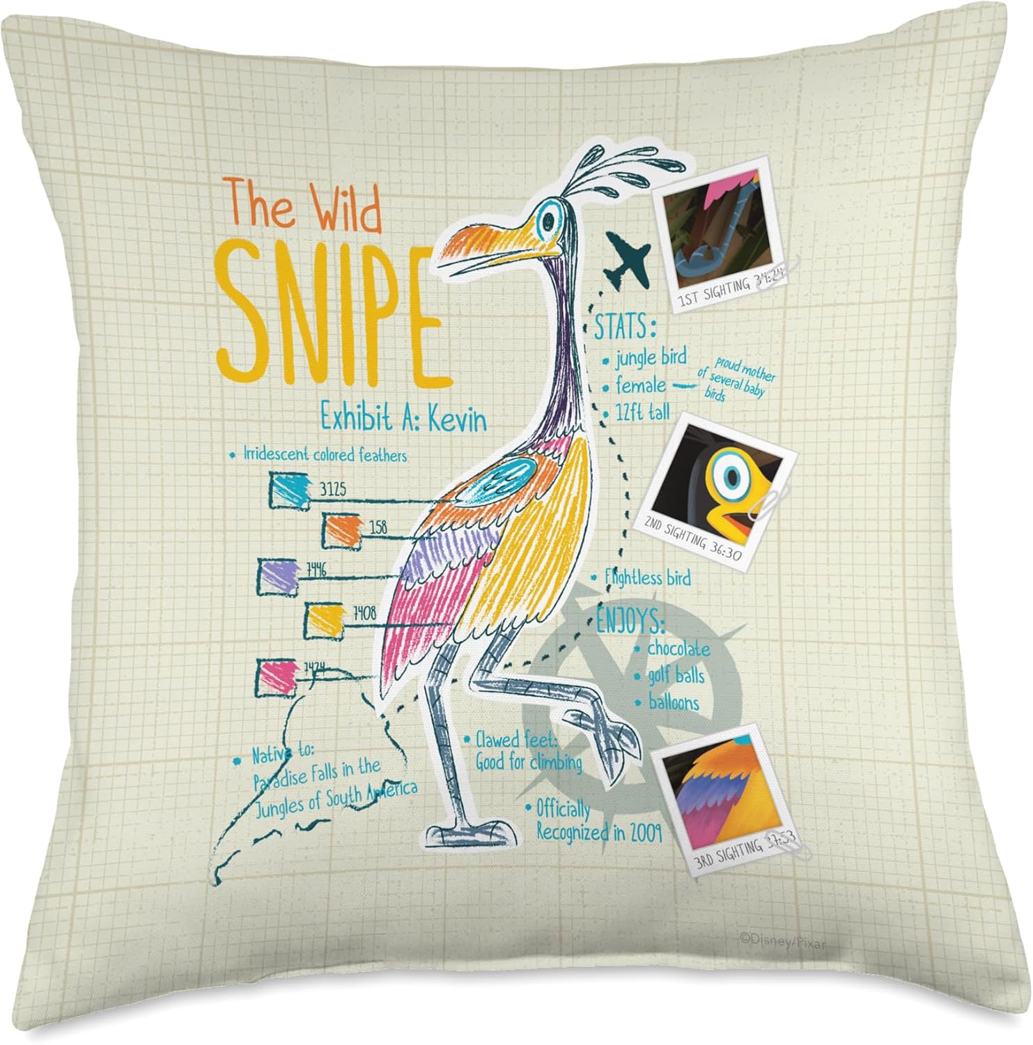 Disney and Pixar’s Up Kevin The Wild Snipe Throw Pillow
