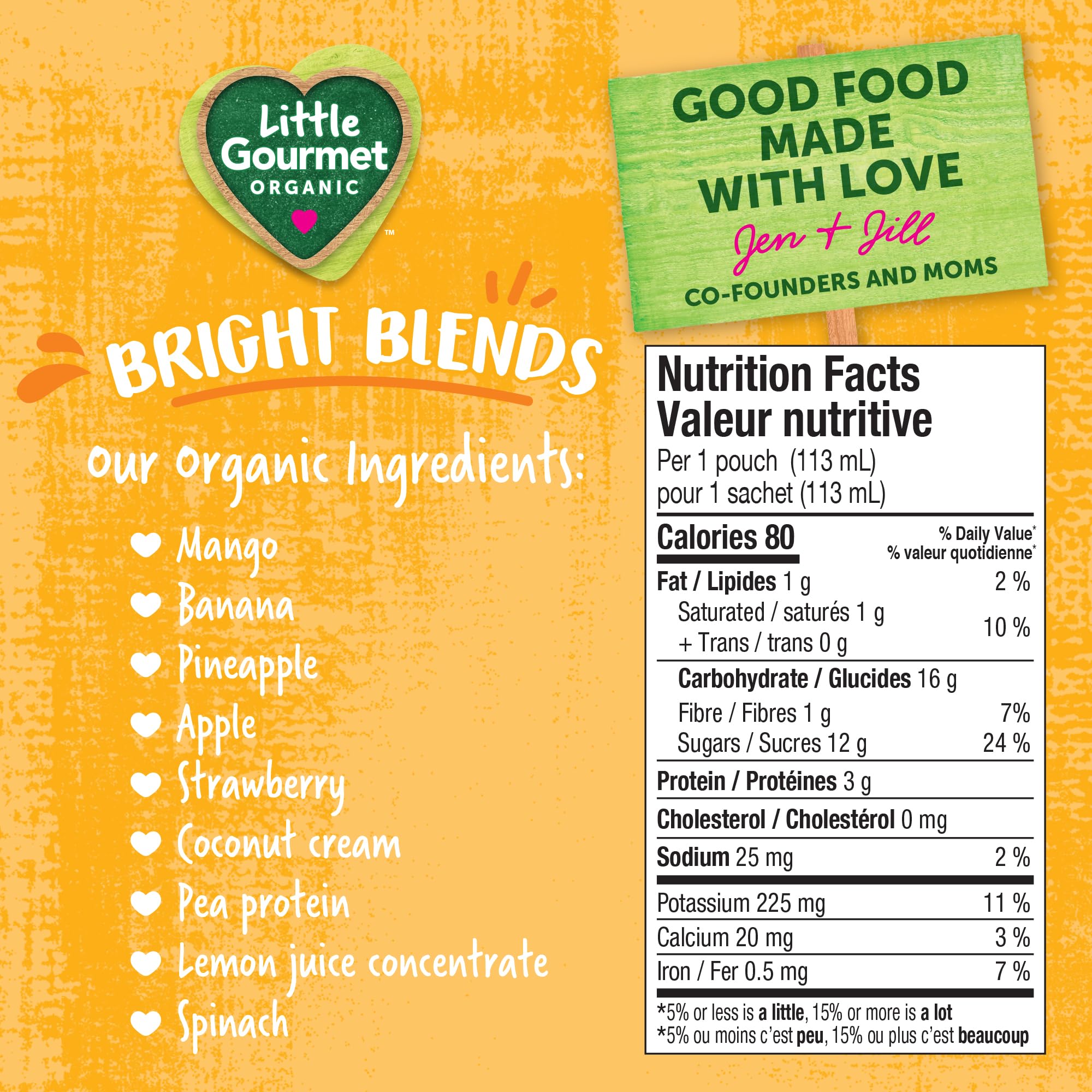 Little Gourmet Organic Toddler Snack Bright Blends Mango Coconut Spinach, 113ml (12 Pack) - 4