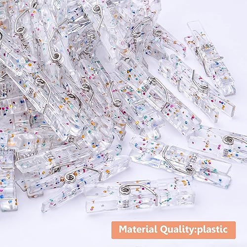 Miniatura 10 de Mini clips de plástico, 50 piezas de clips de fotos de plástico de colores, pinzas de papel para manualidades, 1.4 x 0.2 x 0.3 in