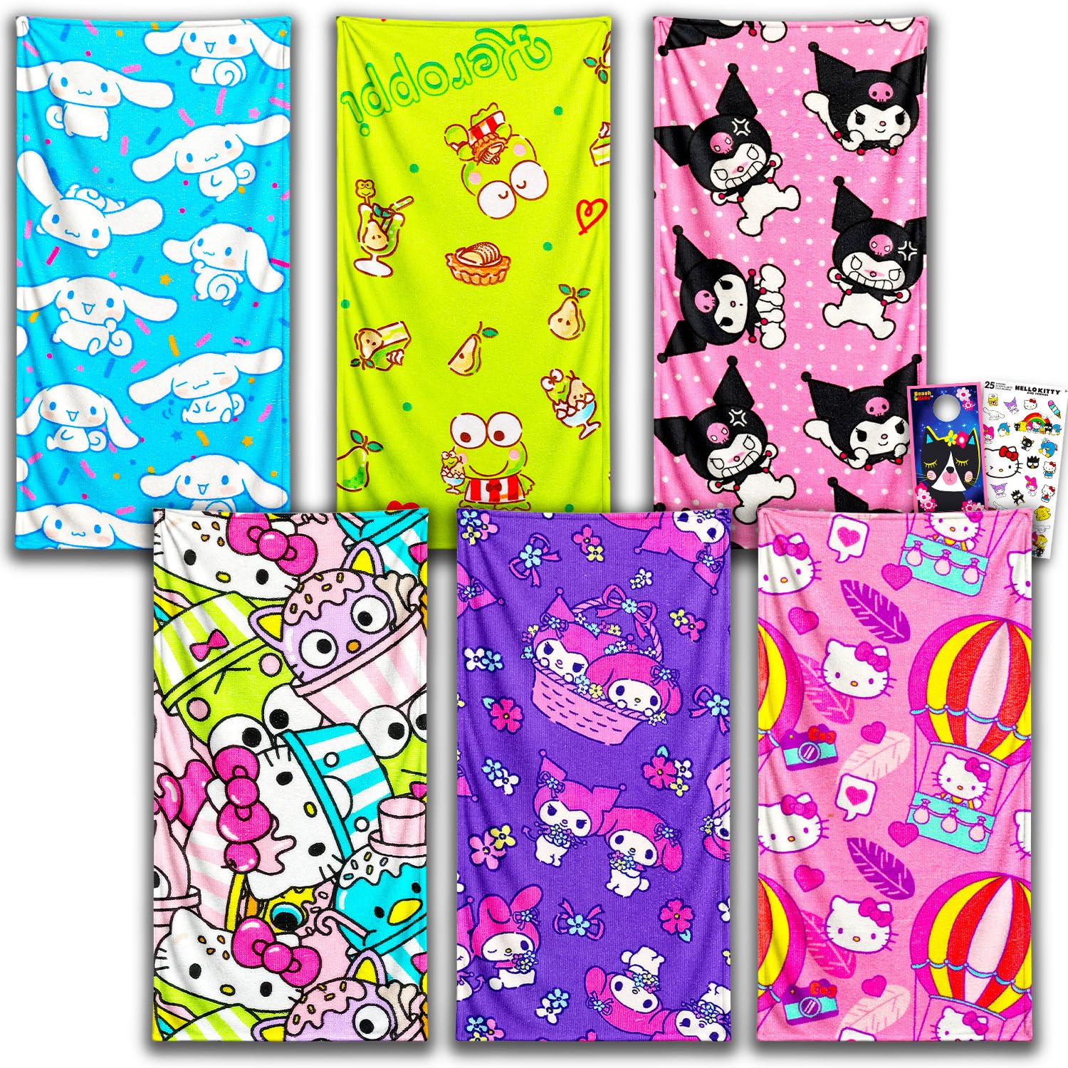 Amazon.com: SANRIO Hello Kitty and Friends Beach Towel 6 Pack Set