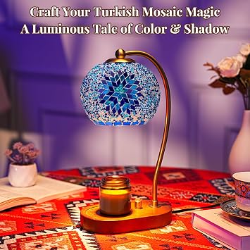 DIY Turkish Mosaic Lamp Kit, Candle Warmer Lamp Making Kit, Blue