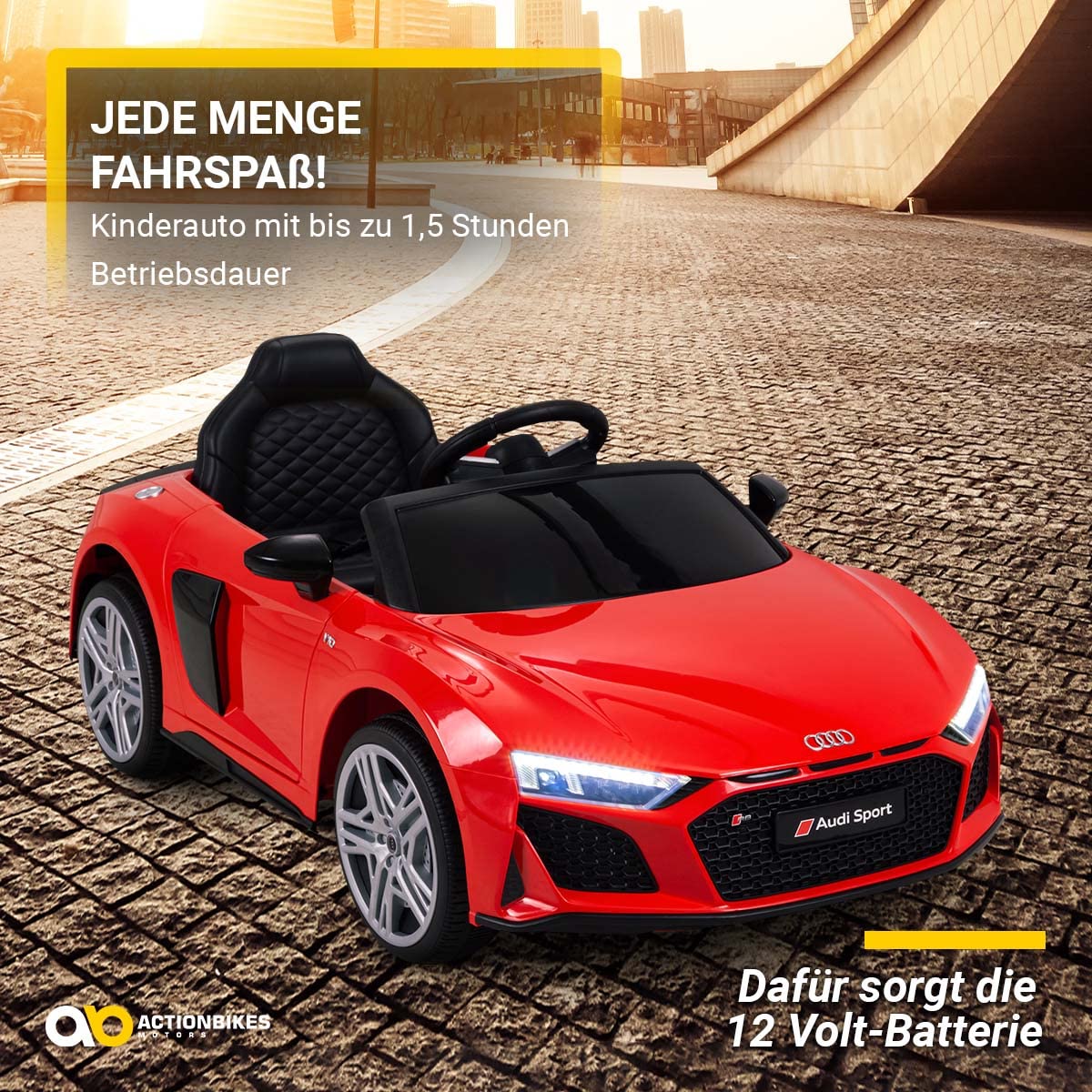 Actionbikes Motors Kinder Elektroauto Audi R8 | Fernbedienung mit First Funktion - Lizenziert - Kinderauto elektrisch - Elektrofahrzeuge - Spielzeugauto - Elektro Auto für Kinder ab 3 Jahre (Rot)