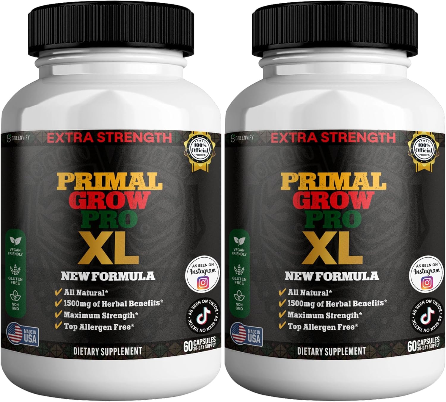 Primal Grow Pro Extra Strength Maca Root Complex, 1500mg, 60 Capsules, Vegan, Gluten Free, Non-GMO (2)
