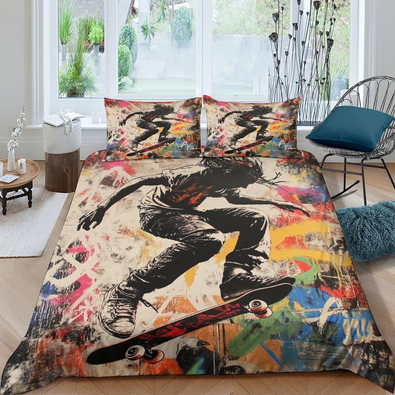 Parure de lit Tour Eiffel 3D 140x200 housse de couette enfant zip