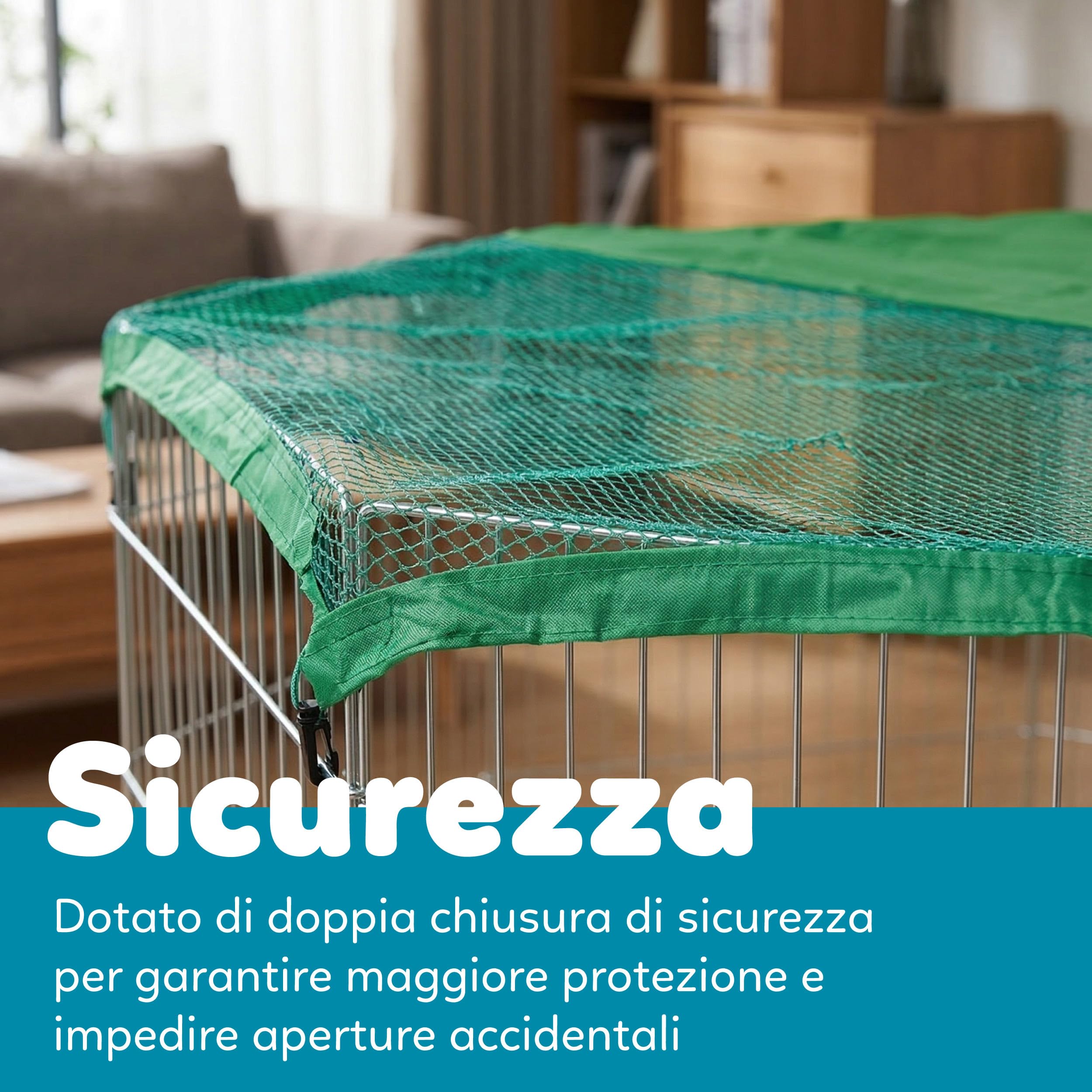 AQPET Recinto in ferro per Cani e Gatti Cuccioli Roditori Pieghevole 60x60 cm 8 Pezzi Per esterno da Giardino con Rete Parasole, Nero