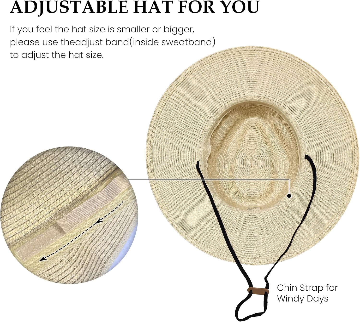Wildarms Wide Brim Straw Panama Hat for Women Men Summer Beach Fedora Sun Hat Packable Roll Up Travel Hat