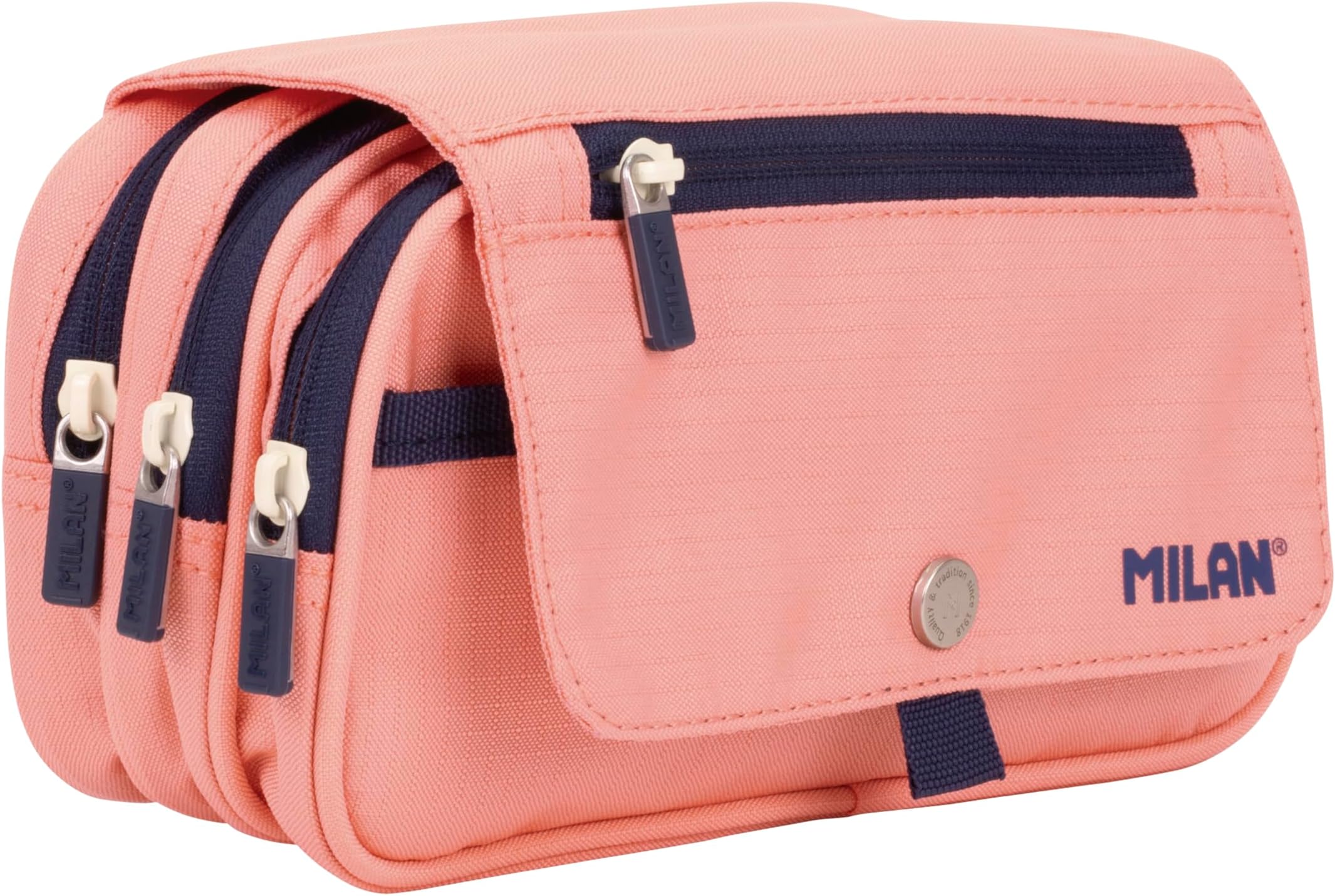 MILAN® Pencil case with 4 zips with Flap 1918, Pink