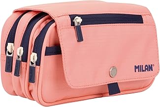 MILAN® Pencil case with 4 zips with flap 1918, pink