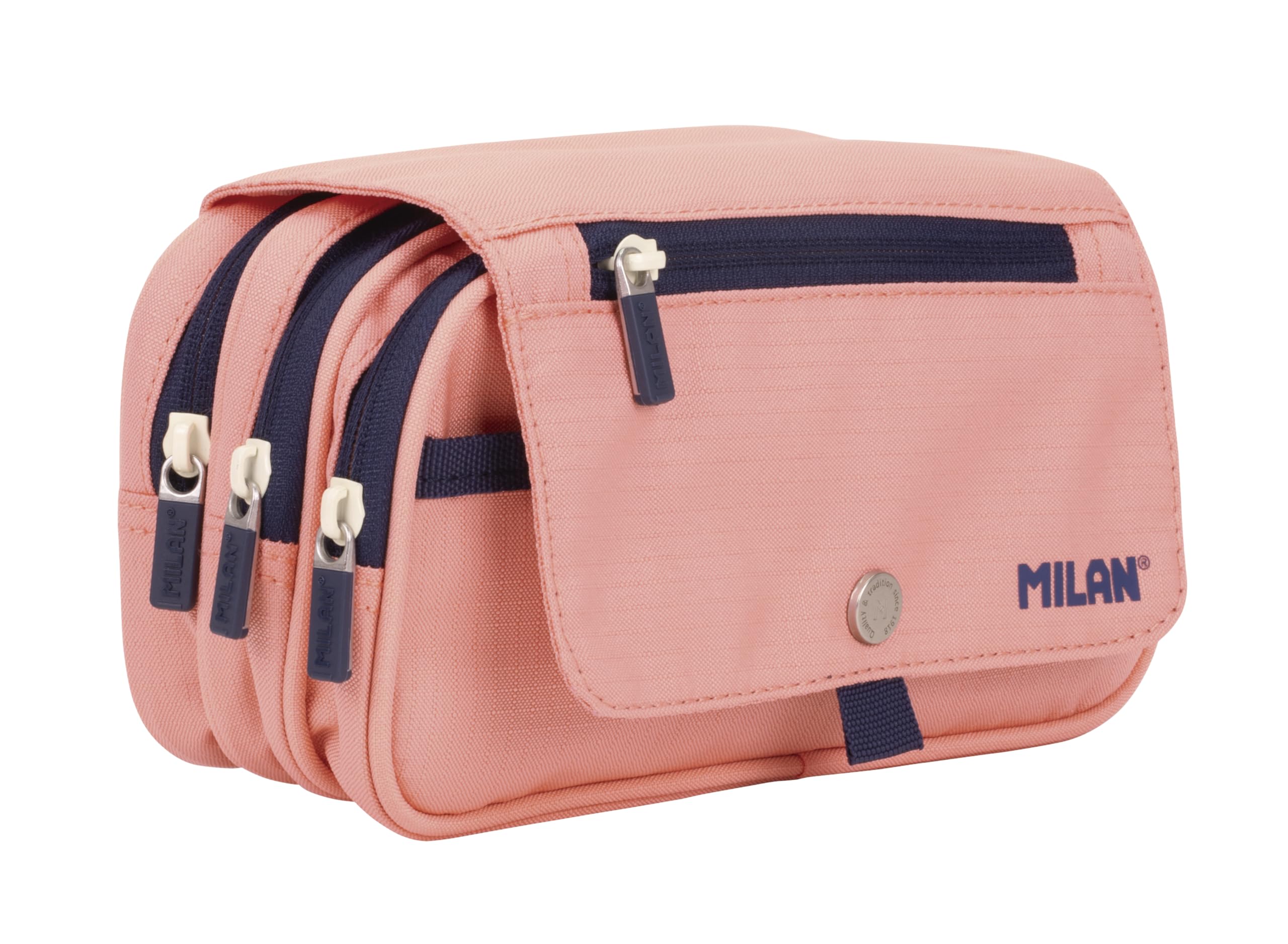 MILAN® Pencil case with 4 zips with Flap 1918, Pink
