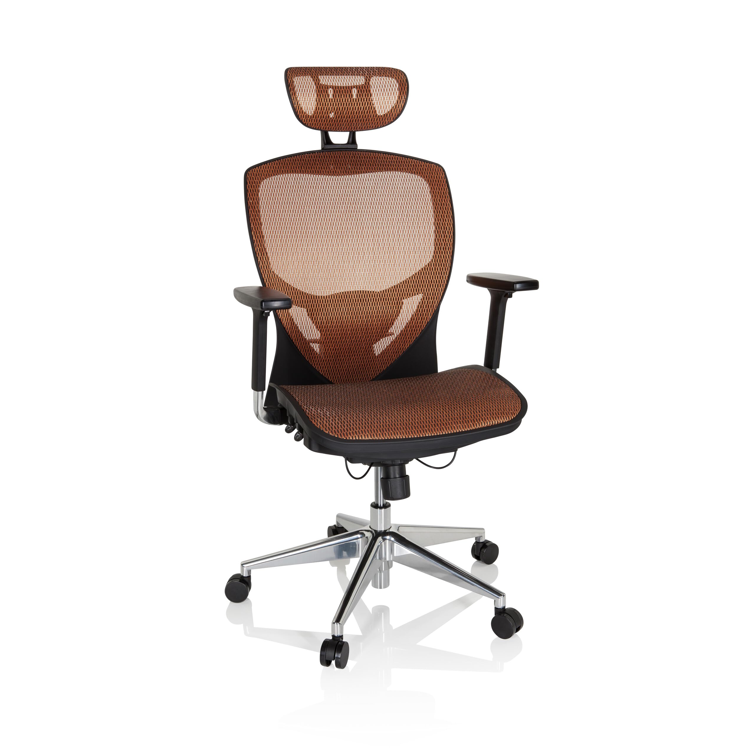 hjh OFFICE 657020 Profi Bürostuhl Venus ONE Netzstoff Schwarz/Orange ergonomischer Drehstuhl, Rückenlehne höhenverstellbar
