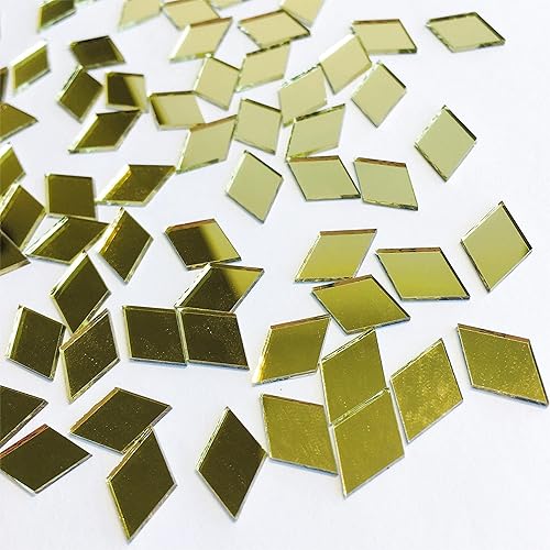 Miniatura 7 de 200 piezas de azulejos de mosaico con forma de diamante para trabajos de manualidades, espejo de bola de discoteca, decoración del hogar (oro rosa)