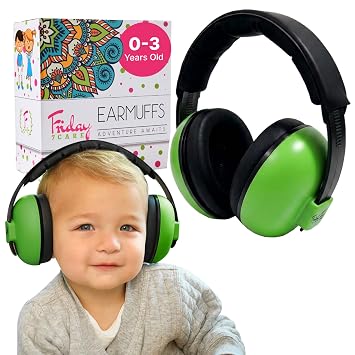 Friday 7Care Baby Headphones - Baby Ear Protection, Noise Cancelling Headphones with Adjustable Headband for Ages 0-3 Years, Green