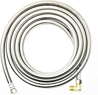 Vista 1 de Manguera de lavavajillas Shark Premium de 10 pies de acero inoxidable - Línea de suministro de agua a prueba de explosiones con codo MIP de 3/8