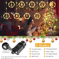 GlobaLink Karácsonyi Ablakdísz Fényfüggöny 3m 100 LED - Időzítővel, 10 Figurával, 8 Világítási Móddal, IP65 Vízálló, Beltéri-Kültéri Meleg F 3