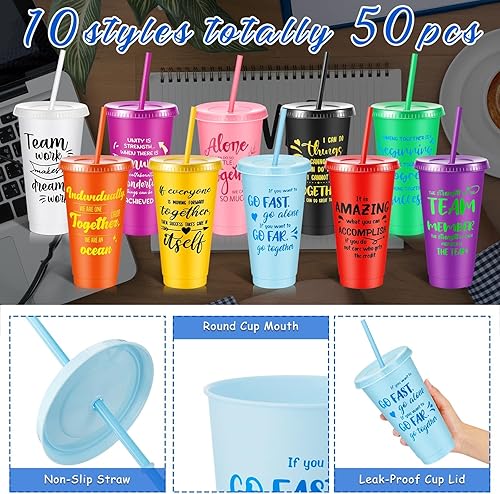 Miniatura 3 de Uiifan Paquete de 50 regalos de agradecimiento a los empleados para compañeros de trabajo, vasos de plástico reutilizables de agradecimiento para