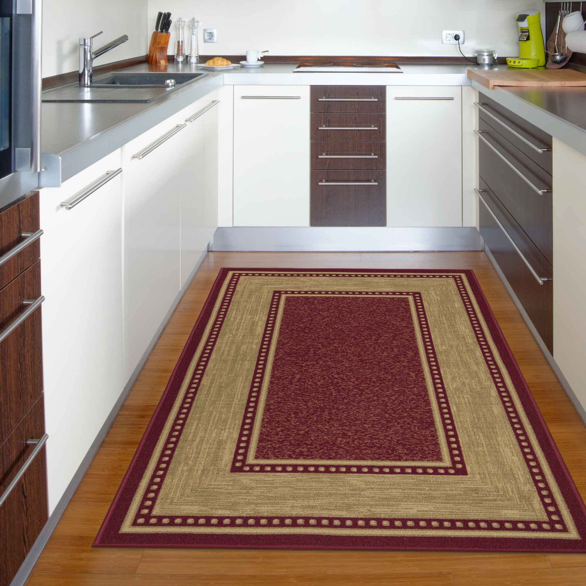 Ottomanson Homeline Collection NonSlip Rubberback Border Design 3x5