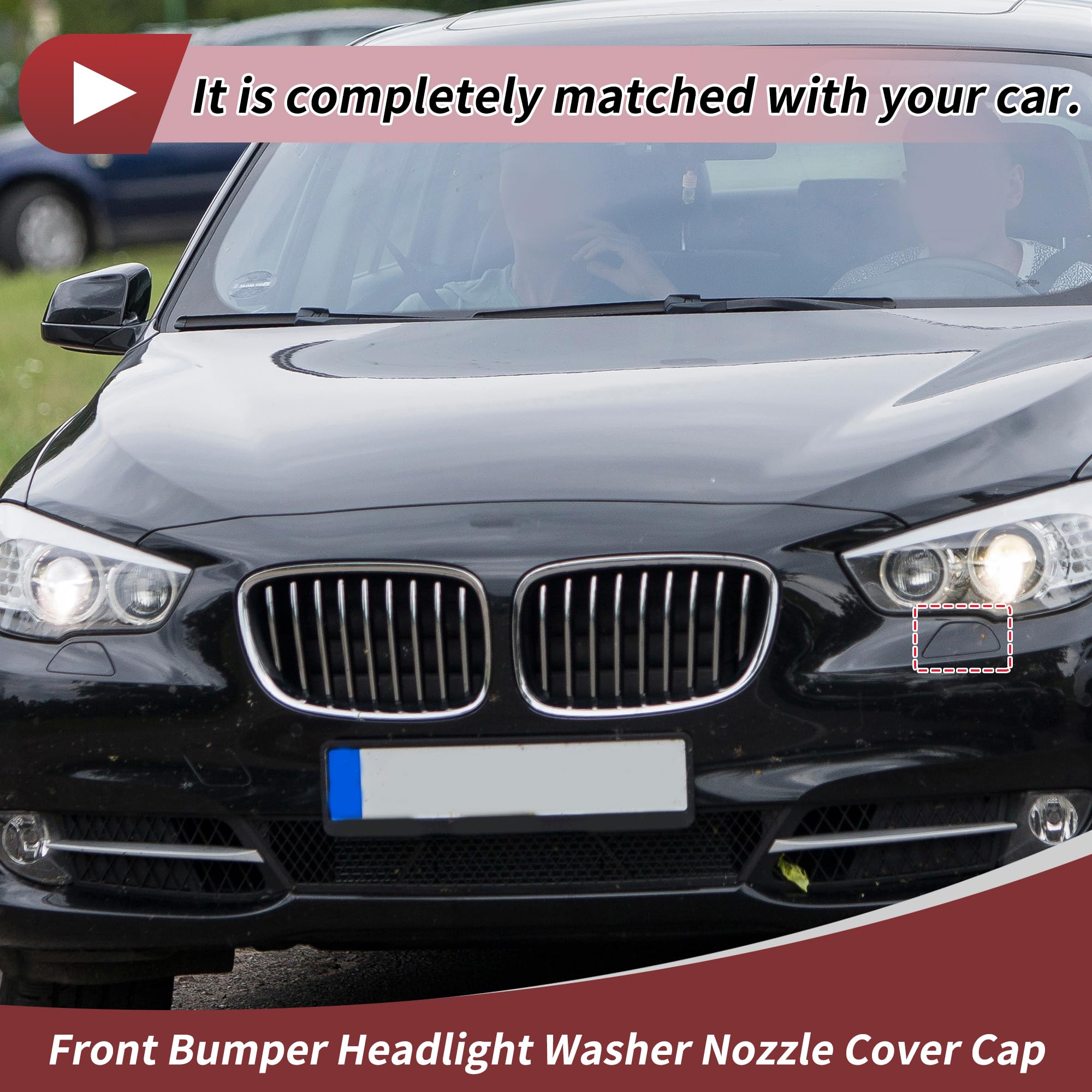 HEROFFIX Front Left Side Bumper Headlight Washer Nozzle Cover Cap for BMW 535i GT 2010-2017 Bumper Trim Nozzle Cover No.51117248063 Blue Plastic