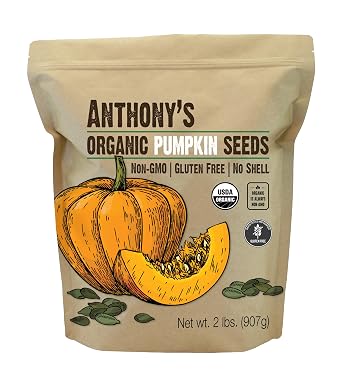 Anthonys Organic Pumpkin Seeds, 2 lb, Gluten Free, Non GMO, No Shell, Unsalted, Raw