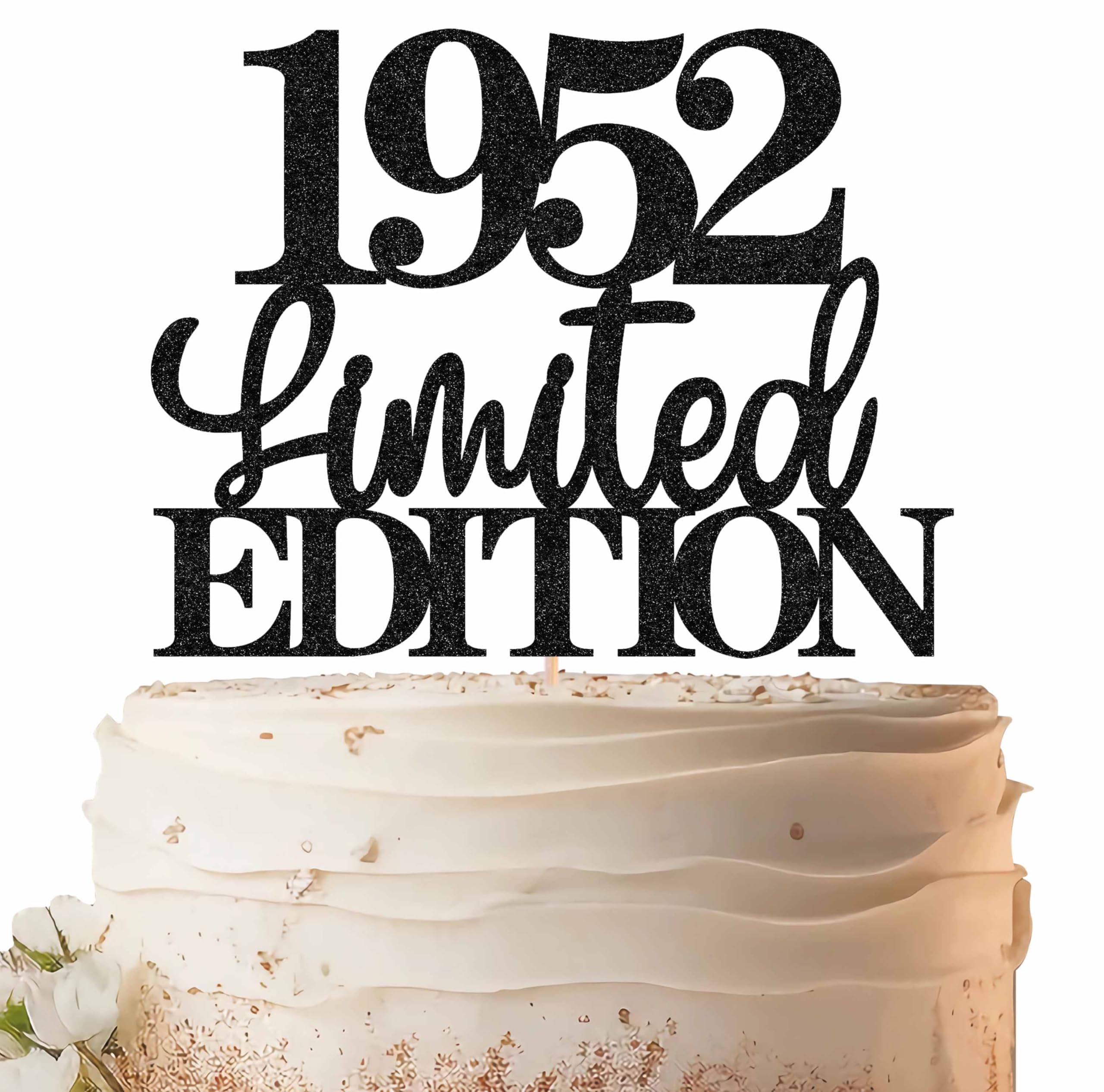 EONNCNT Limited EDITION 1952 Cake Topper - Black Glitter Happy 74th Birthday Party Cake Decoration Supplies, Cheer to 74 Years Cake Bunting Decor for