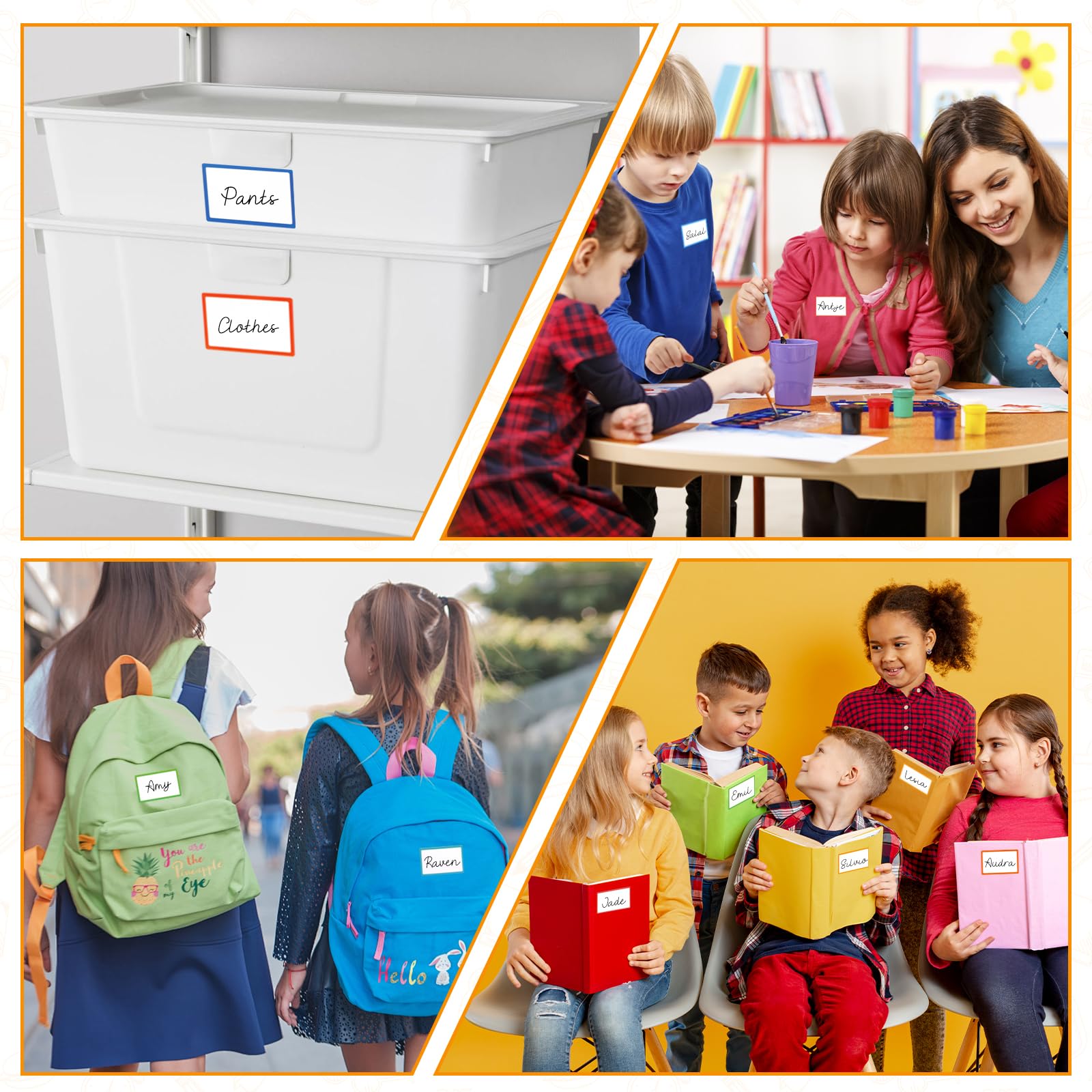 Utron Namensschilder, blanko, für Whiteboards, Schließfächer, Kühlschrank, Schule, Büro, Zuhause, 8,9 x 5,7 cm, 500 Stück