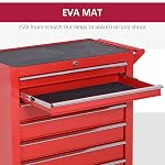 HOMCOM Rolling Tool Chest, 7-Drawer Lockable Tool Cabinet with 4 Wheels, Handle, Toolbox Storage Organizer for Garage, Workshop, Repair Shop, Red