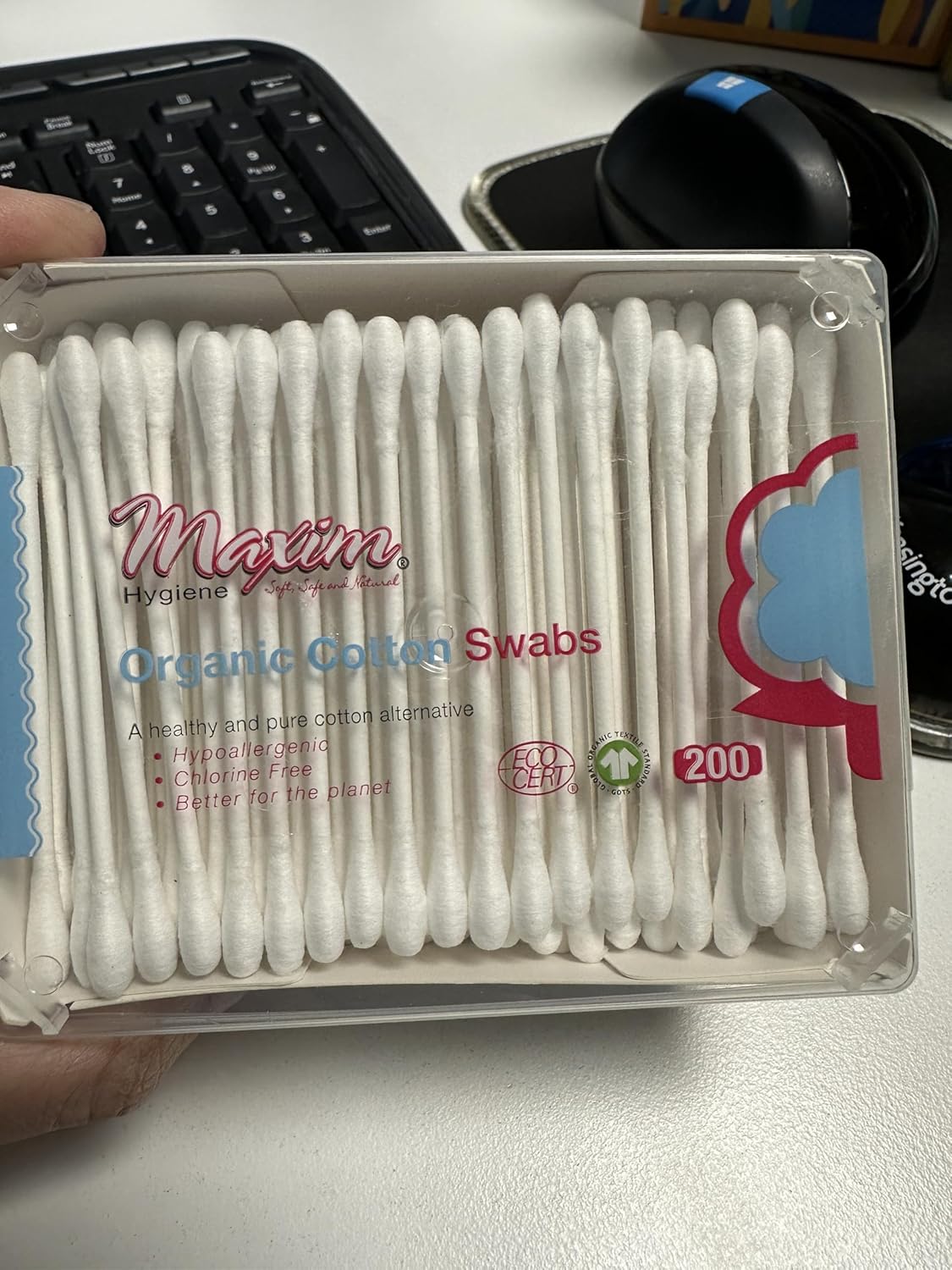 Maxim® Organic Cotton Swabs| 100% Organic Q-Tips with Paper Sticks, Biodegradable Plastic-Free Cotton Ear Buds, Hypoallergenic Eco-Friendly Swabs for Beauty, Baby & Home, (3 Pack of 200)