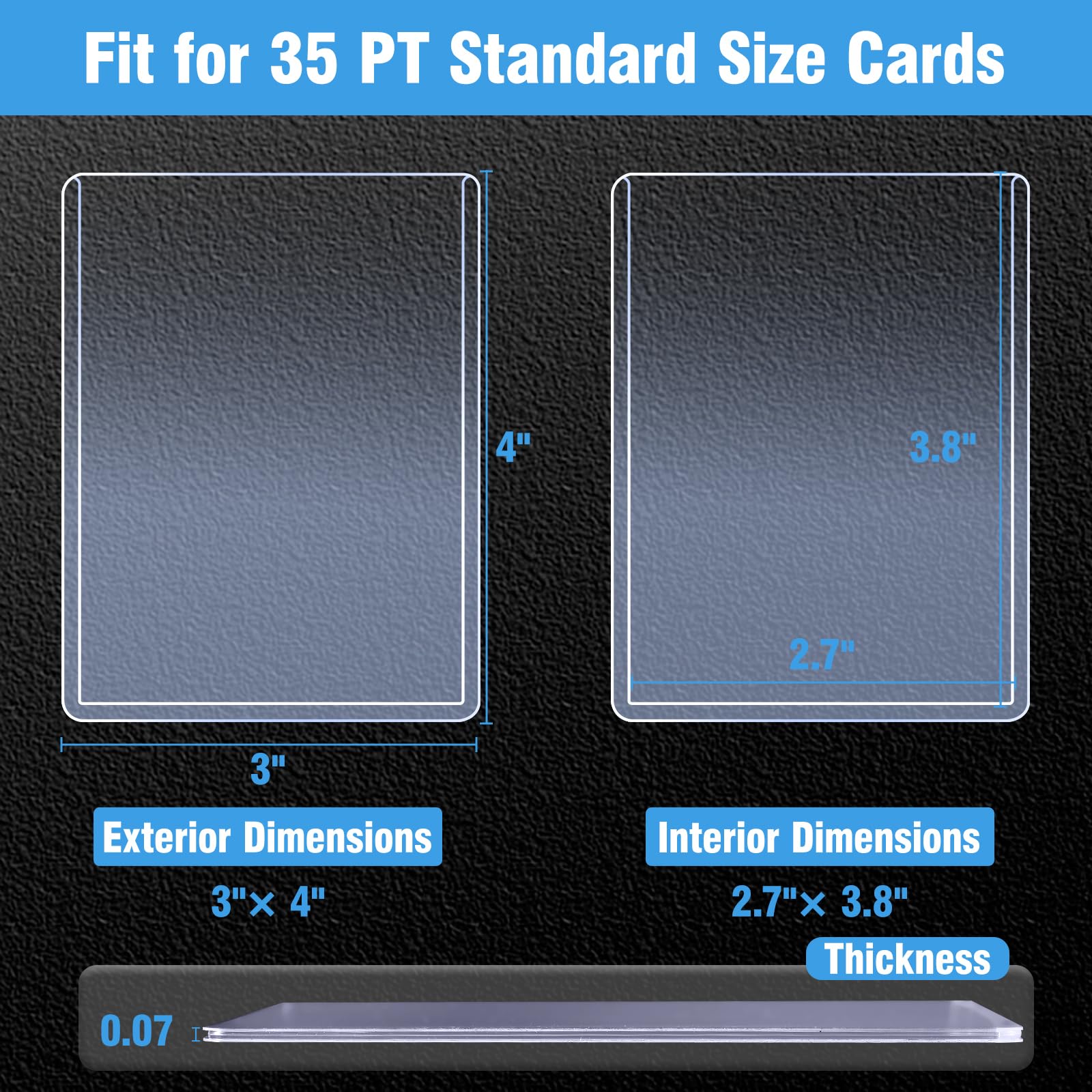 32ct Topload for Cards, JIQEZNL 35pt Hard Card Sleeves, 3