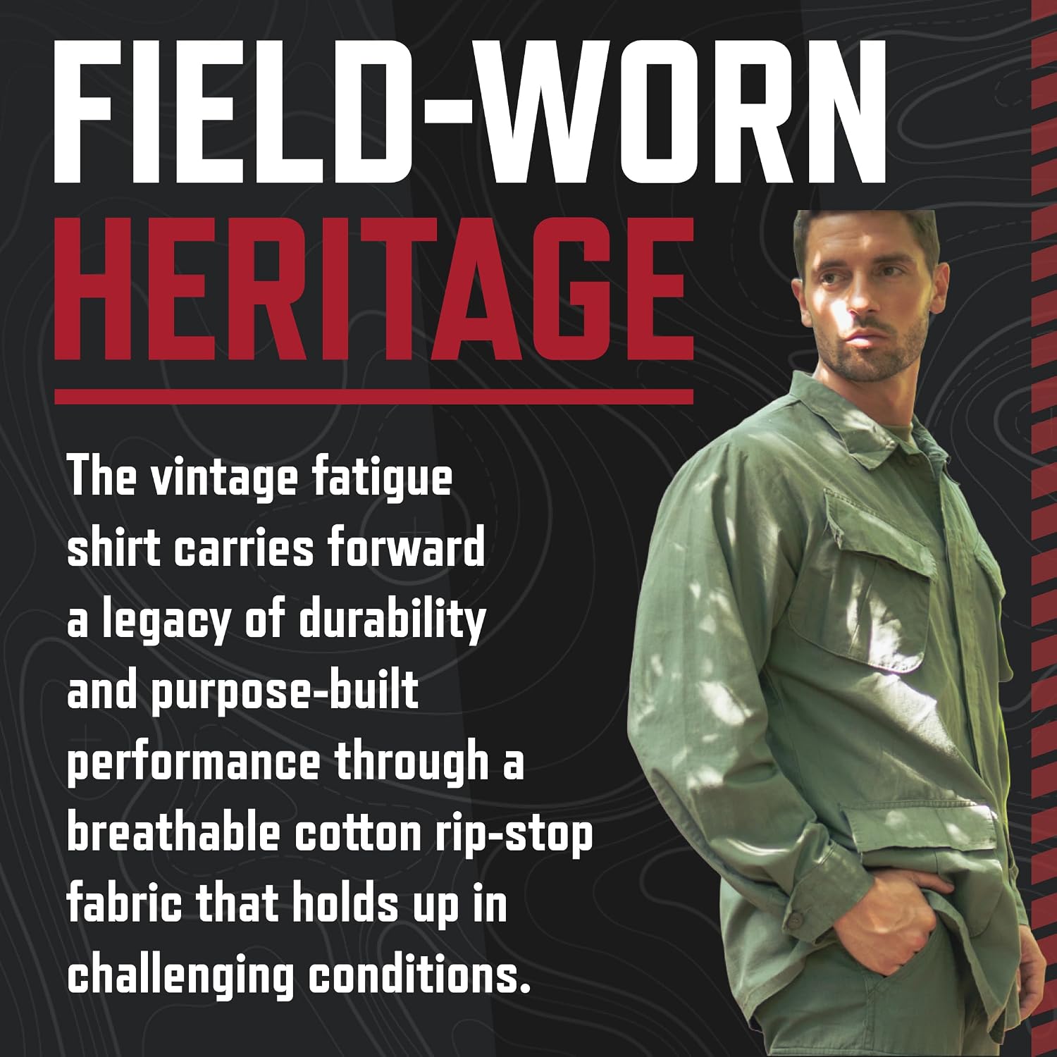 Rothco Vintage Vietnam Fatigue Rip-Stop Shirt – Men’s Lightweight Breathable Cotton Utility BDU Cargo Casual Top