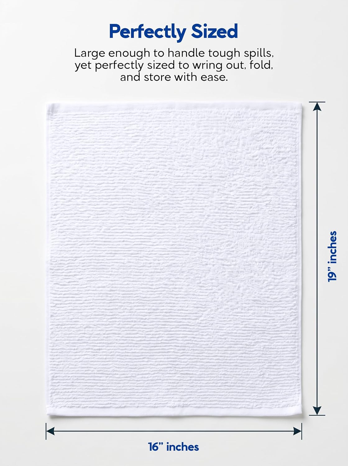 Utopia Towels Ribbed Kitchen Bar Mops, 12 Pack, 16x19 in, Cotton, White photo 2