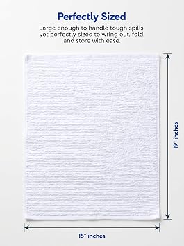 Utopia Towels Kitchen Bar Mops 16 x 19 Inches, 100% Cotton Super Absorbent Ribbed Bar Towels, Multi-Purpose Cleaning Towels for Home and Kitchen Bars 12 Pack White