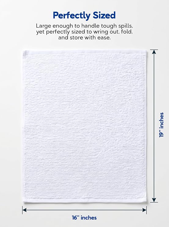 Utopia Towels Kitchen Bar Mops 16 x 19 Inches, 100% Cotton Super Absorbent Ribbed Bar Towels, Multi-Purpose Cleaning Towels for Home and Kitchen Bars 12 Pack White